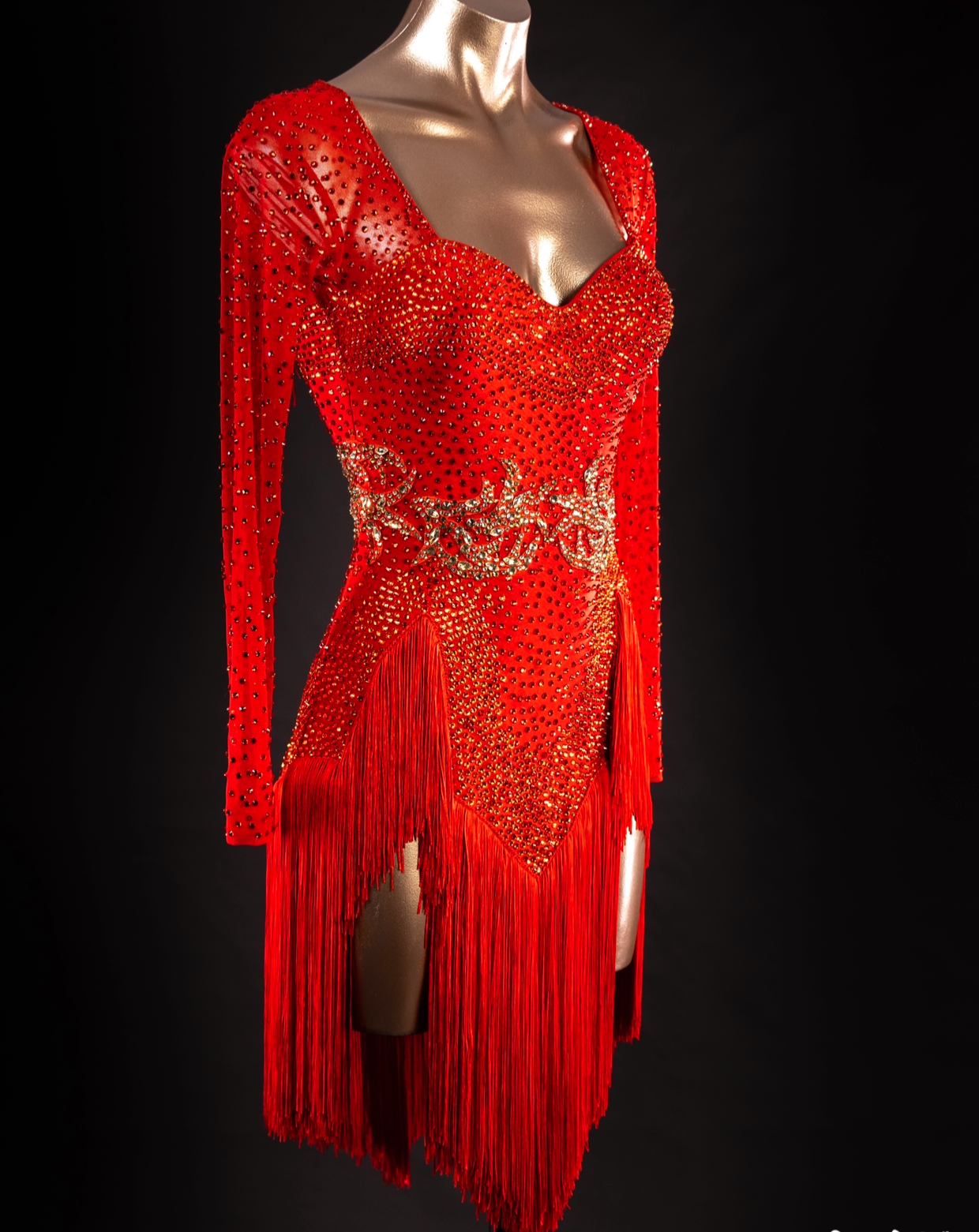 Marilyn Red Latin Fringe Dress