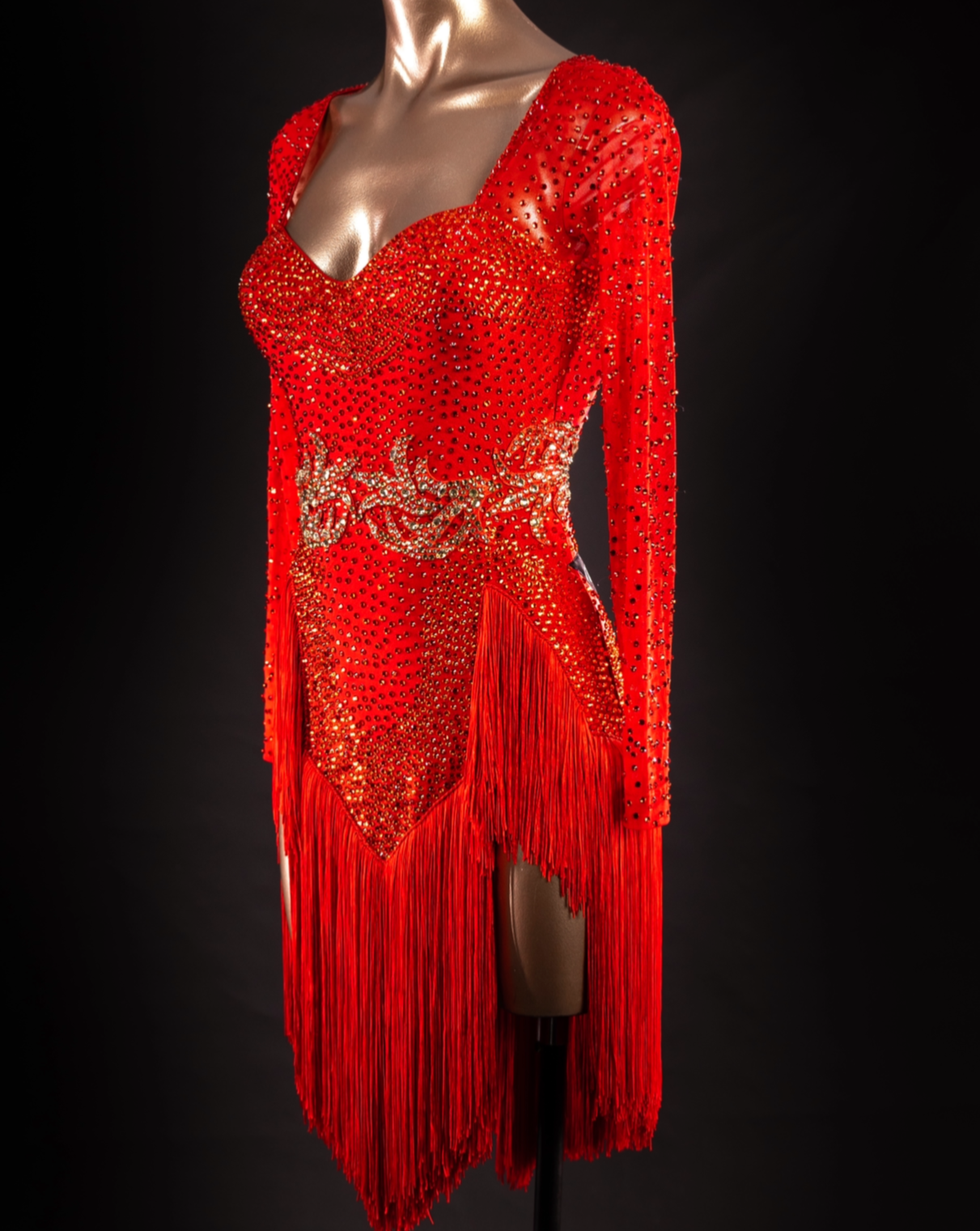 Marilyn Red Latin Fringe Dress
