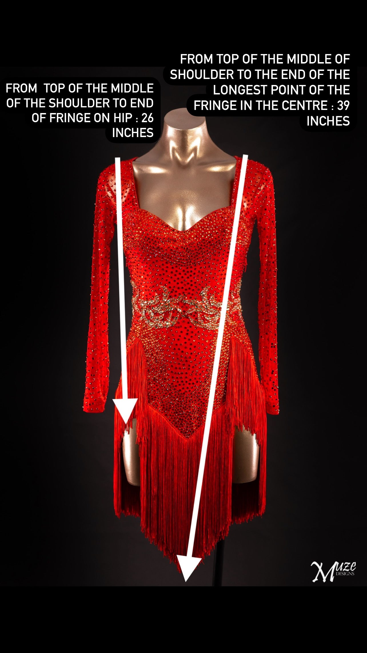 Marilyn Red Latin Fringe Dress
