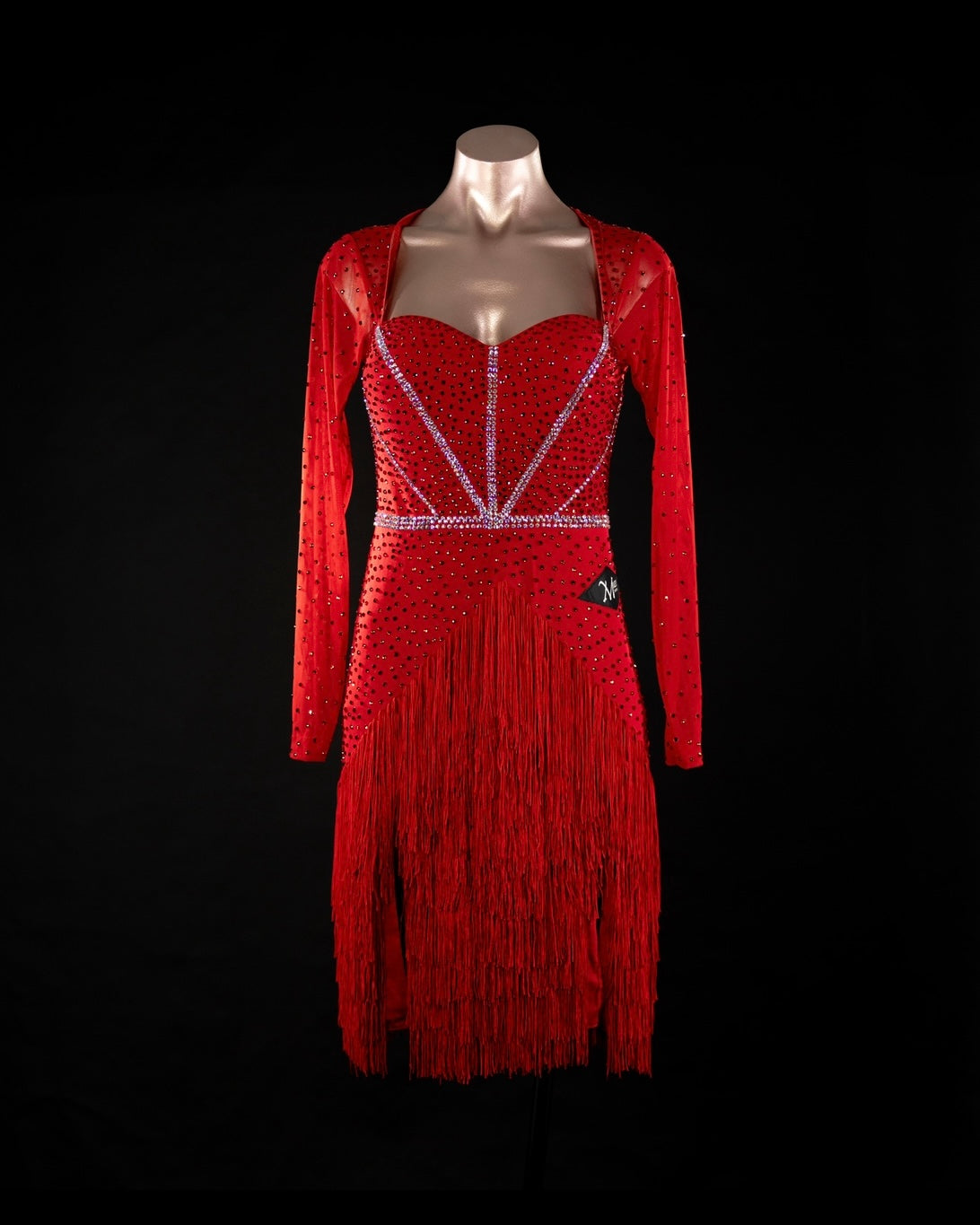 chinese dress ladies Sesidy Sawyer Strapless Fringe Red Dress main image 1