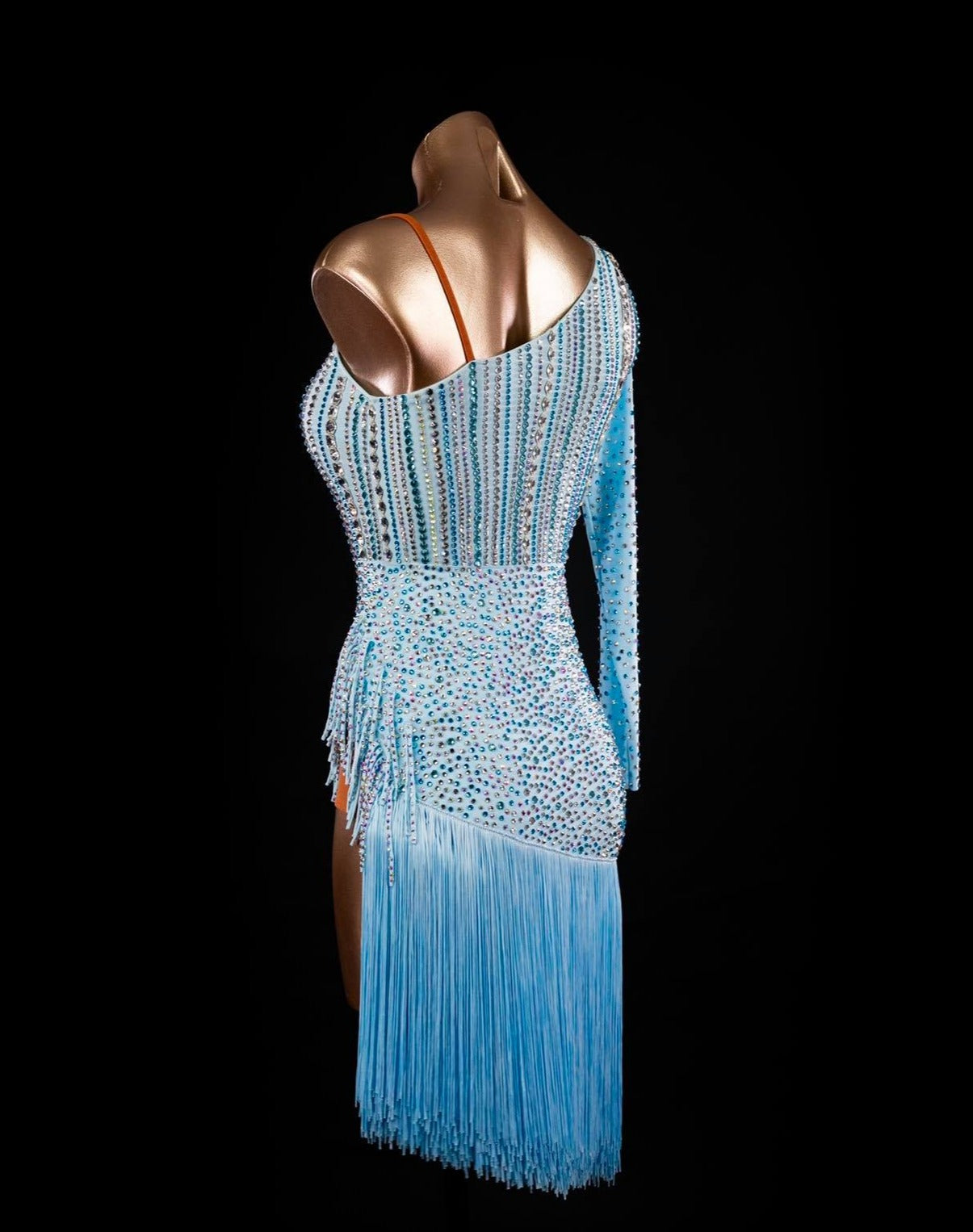 dancesport blue fringe latin dress 