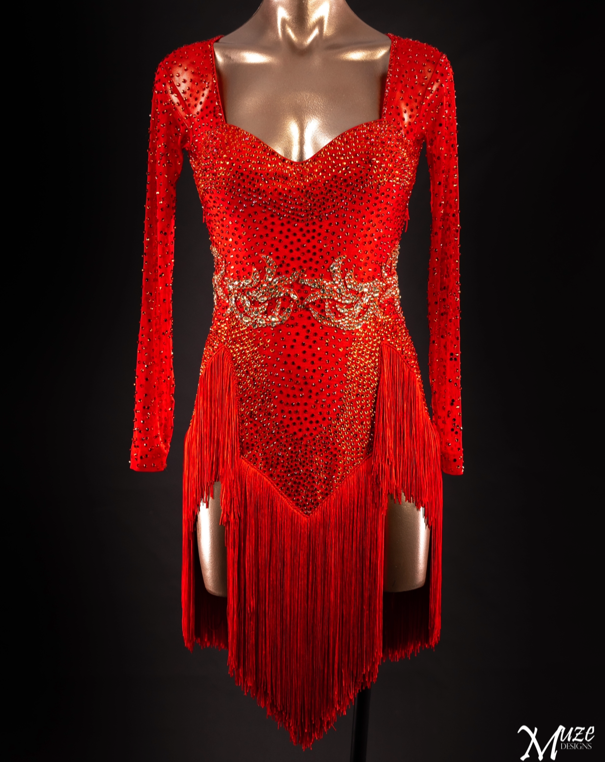 Marilyn Red Latin Fringe Dress