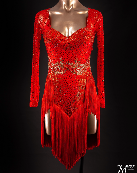 Marilyn Red Latin Fringe Dress