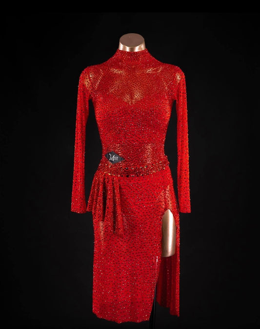 red latin dancesport dress 