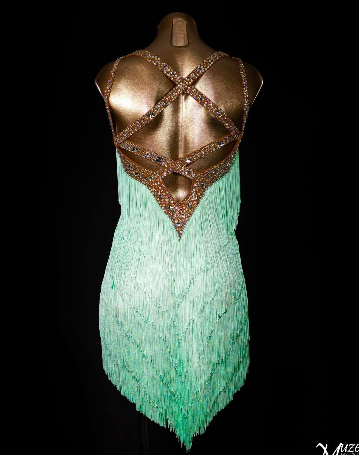 spearmint fringe latin dress for sale 